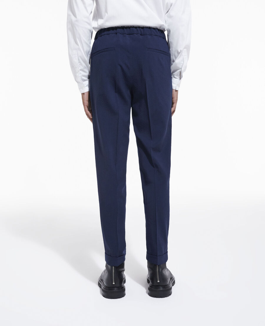 pleated navy blue wool suit pants