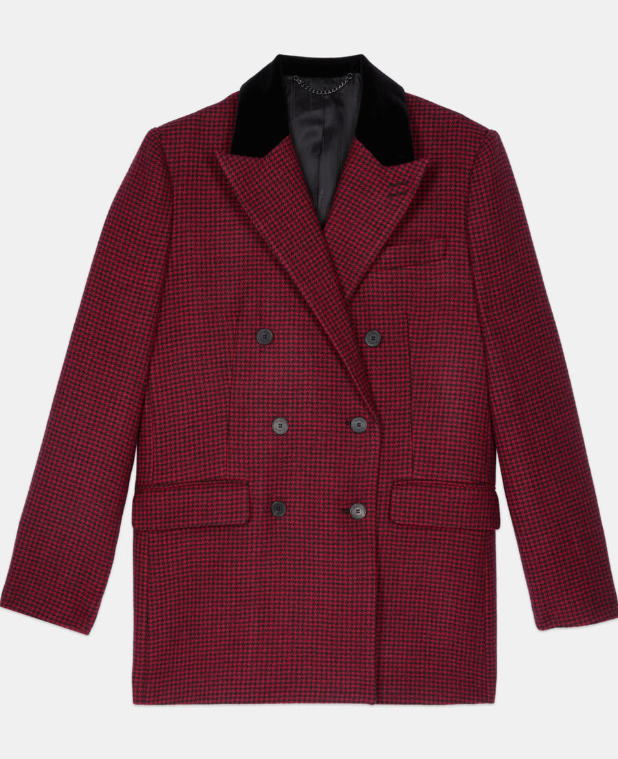 The Kooples FEMME BLACK - RED blazer pied de poule noir et rouge