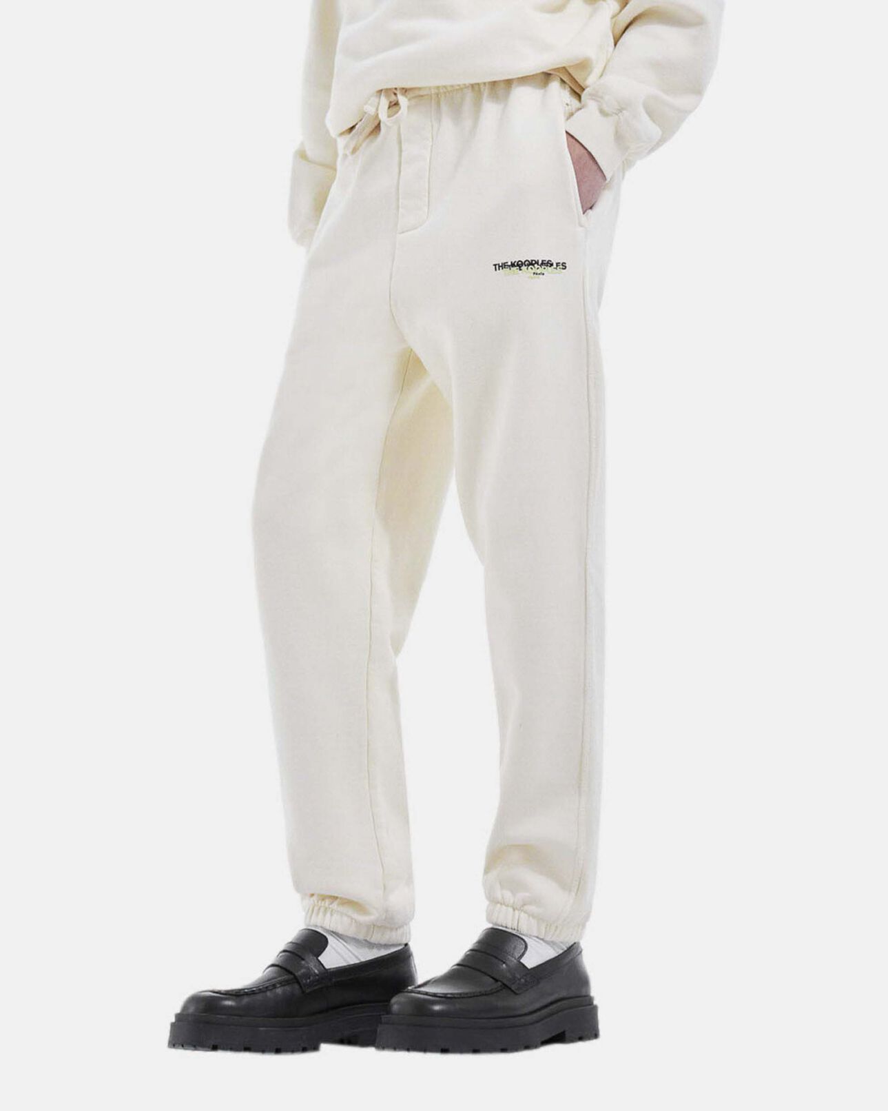 The Kooples HOMME ECRU jogging ample écru triple logo poches