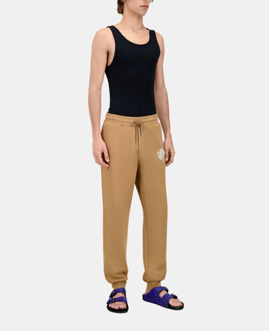 The Kooples HERREN LIGHT BROWN camelfarbene jogginghose mit logo