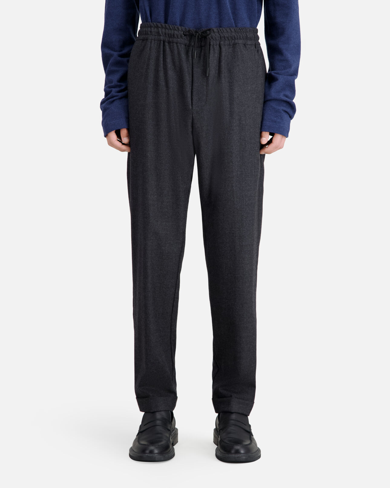 The Kooples HOMME DARK GREY pantalon gris en flanelle