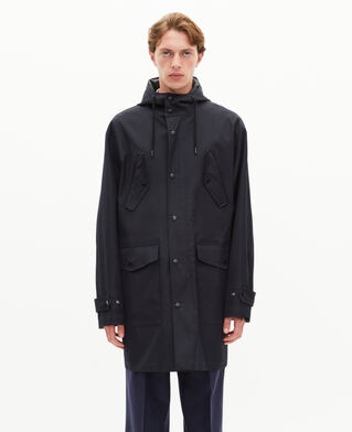 The Kooples MEN NAVY navy blue hooded water-repellent parka