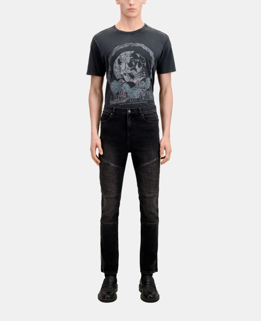 The Kooples HOMME BLACK WASHED jean biker slim noir