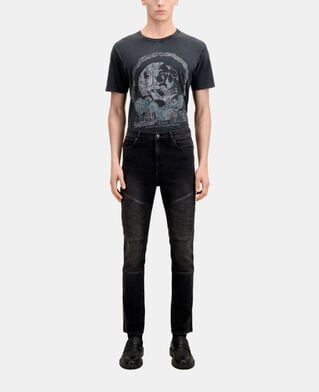 The Kooples HOMME BLACK WASHED jean biker slim noir