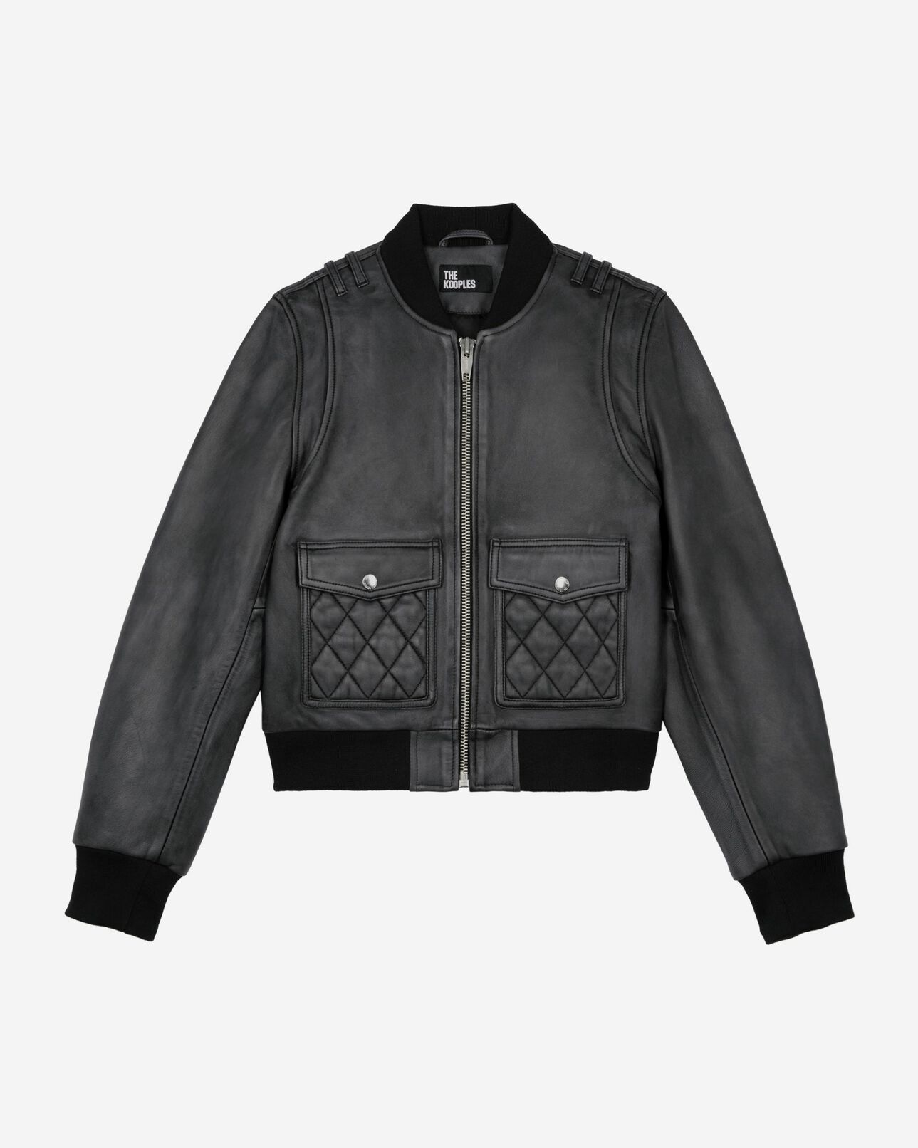 The Kooples WOMEN BLACK WASHED black leather jacket