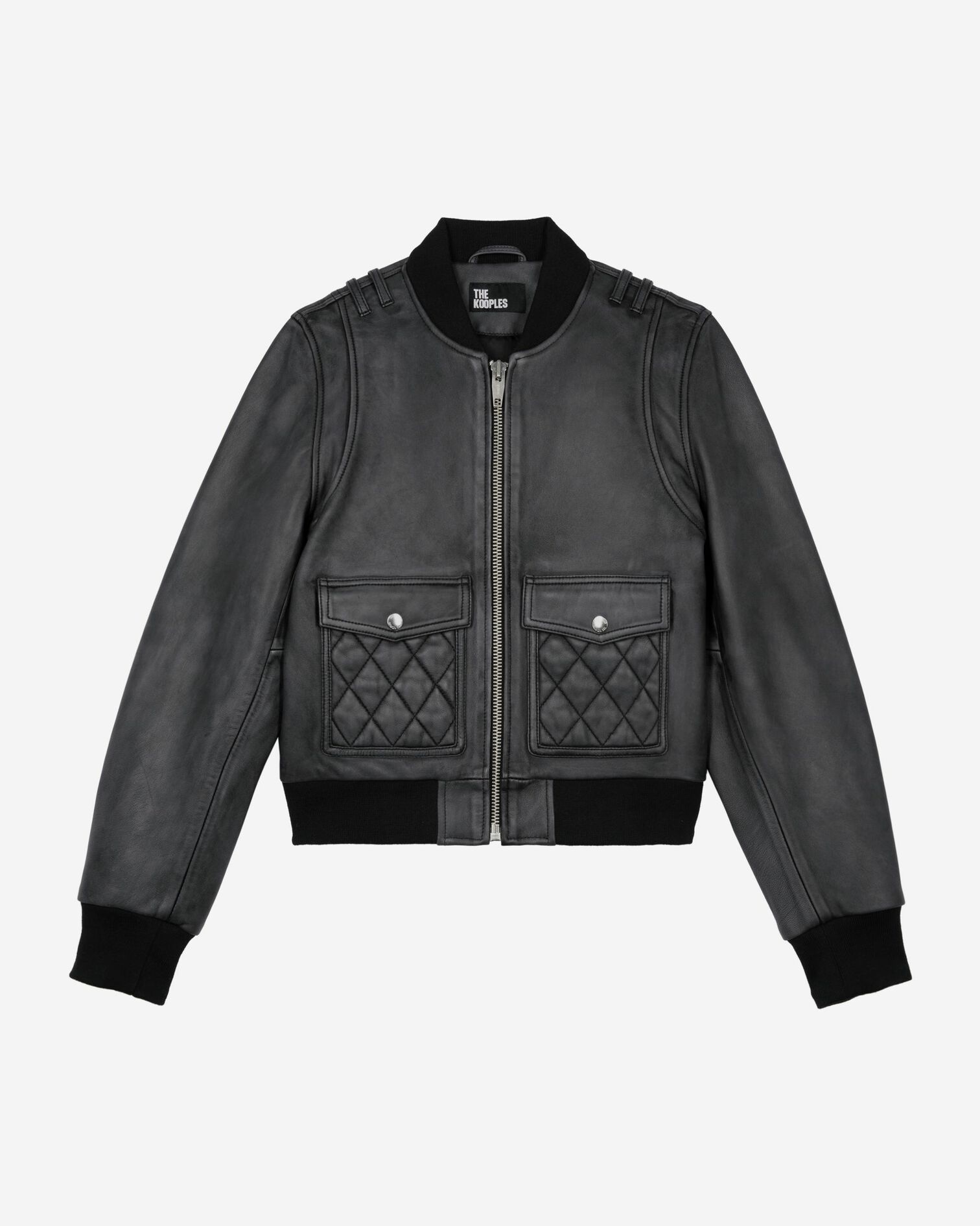 Black leather jacket, BLACK WASHED, hi-res image number null