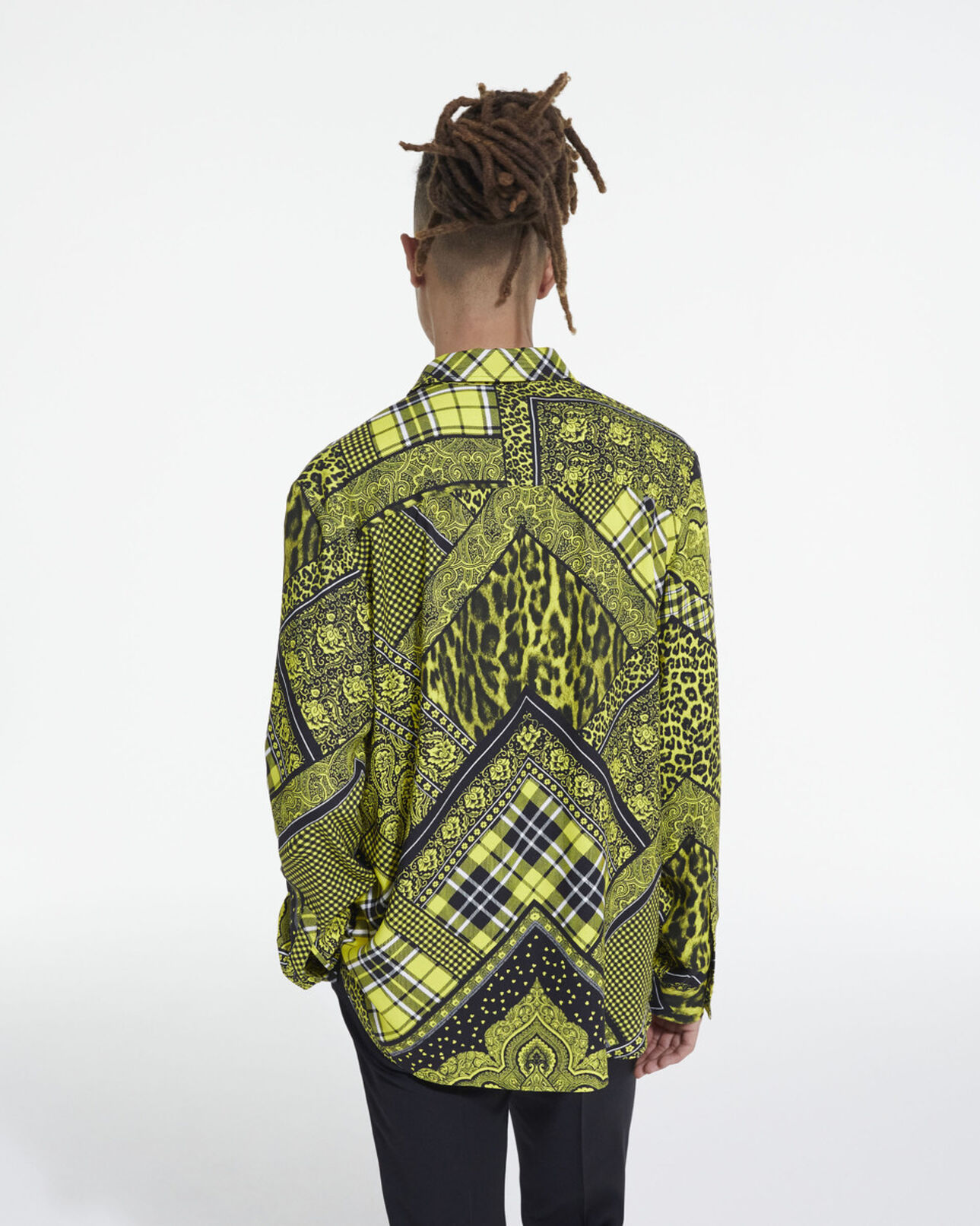 The Kooples HOMBRE BLACK / YELLOW camisa estampada con cuello clásico