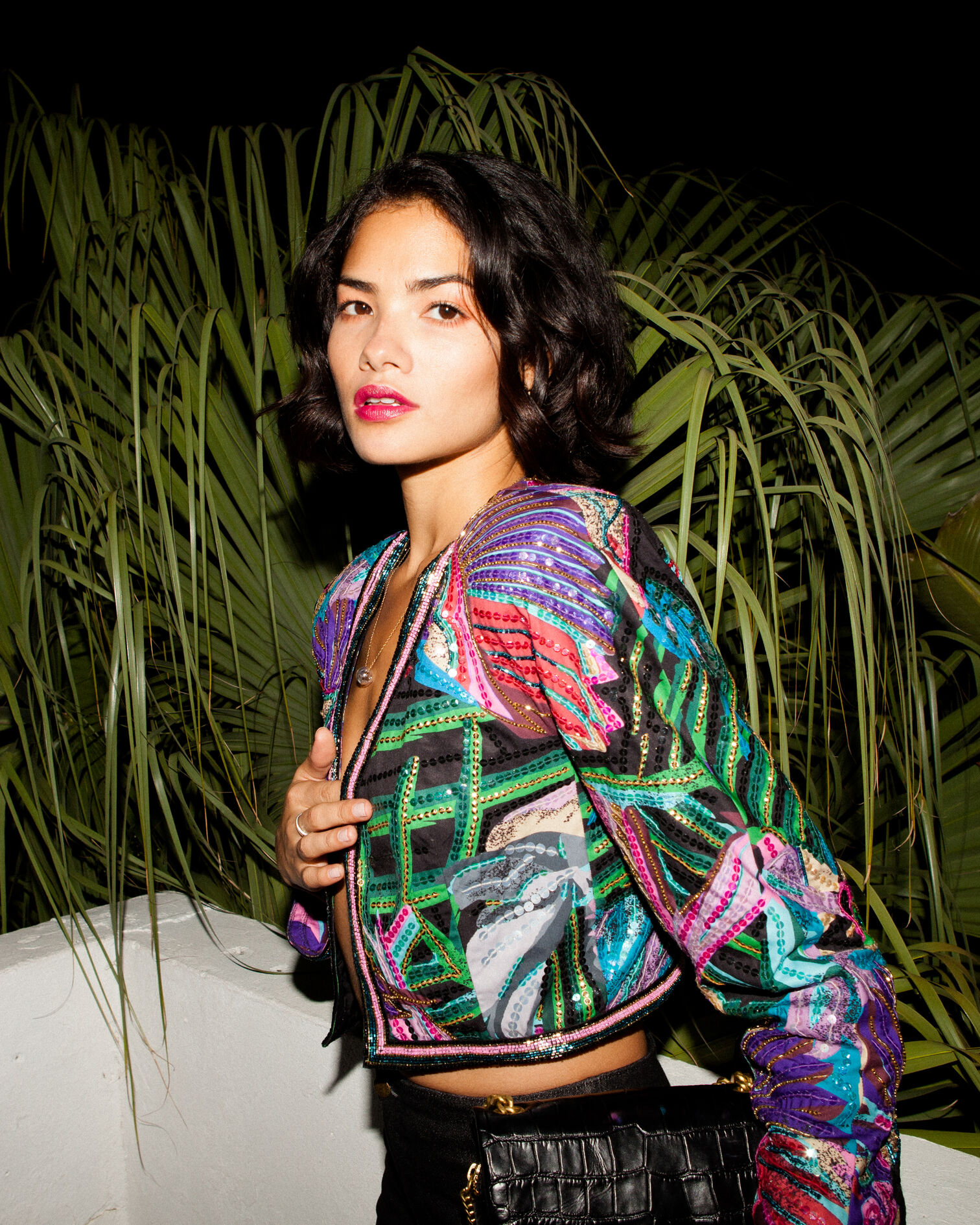 Veste à imprimé perroquet et paillettes, MULTICOLOR, hi-res image number null
