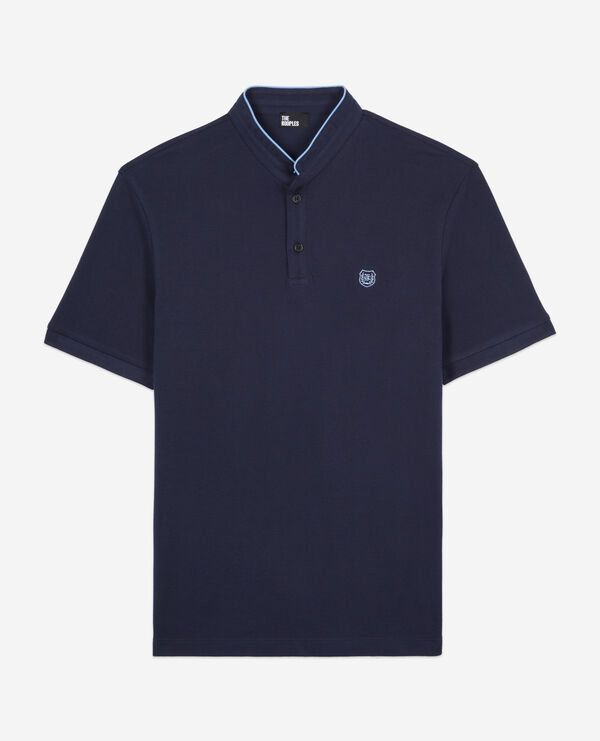 navy blue pique cotton polo t-shirt