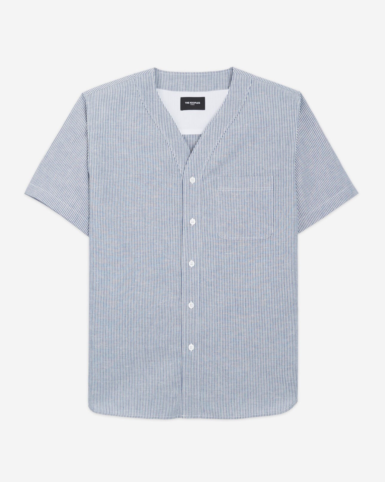 The Kooples HERREN BLUE WHITE hellblaues baumwollhemd mit kurzen ärmeln