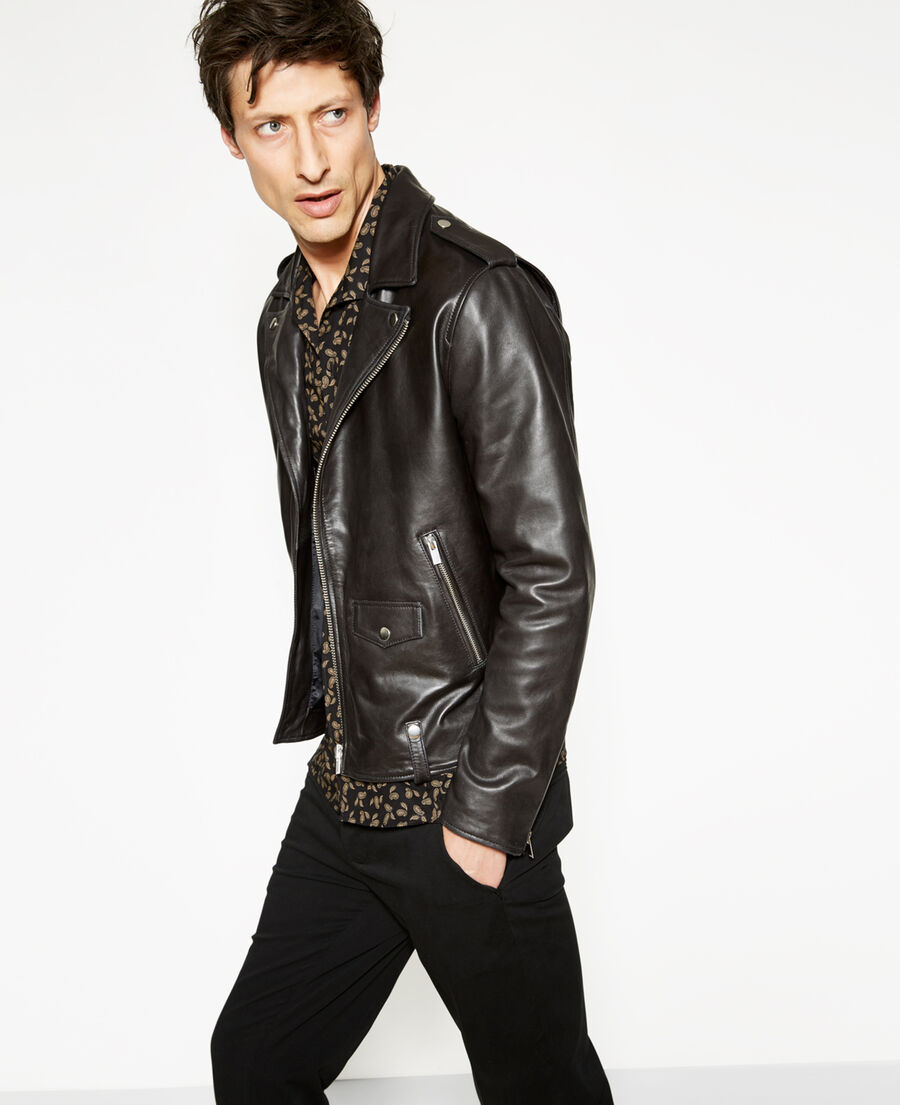 The Kooples H BLACK zipped black leather biker jacket