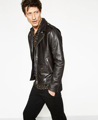 The Kooples H BLACK zipped black leather biker jacket