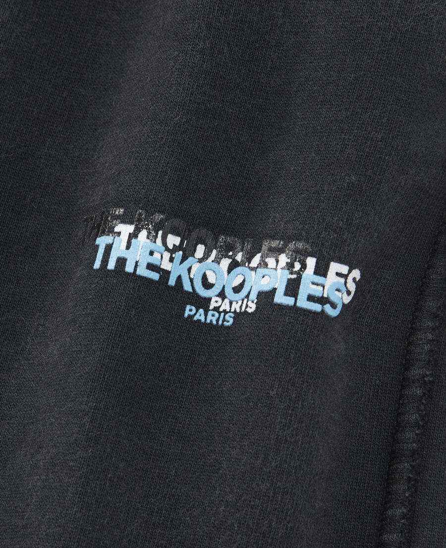 The Kooples H BLACK WASHED loose-fit black joggers with triple logo pockets