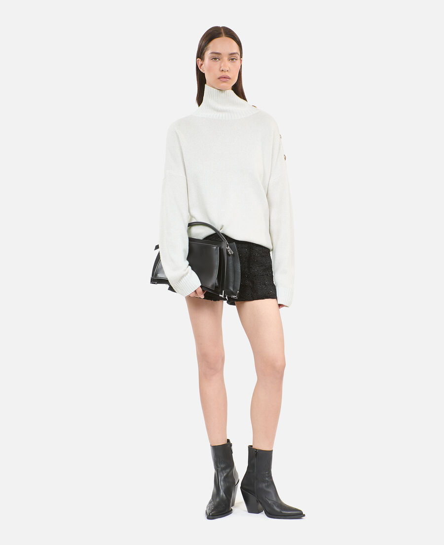 The Kooples F BLACK black leather trapeze bag