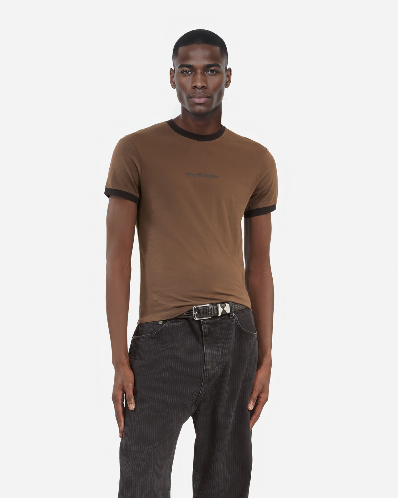 The Kooples HOMME DARK BROWN t-shirt à sérigraphie marron