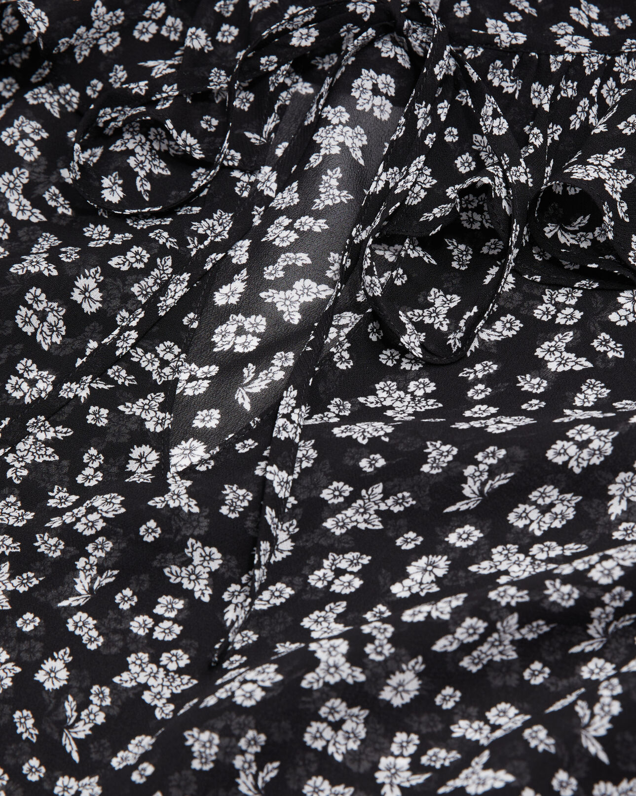 The Kooples WOMEN BLACK-ECRU printed top with ruffles