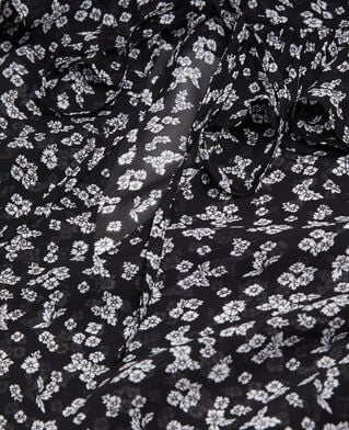The Kooples F BLACK-ECRU printed top with ruffles