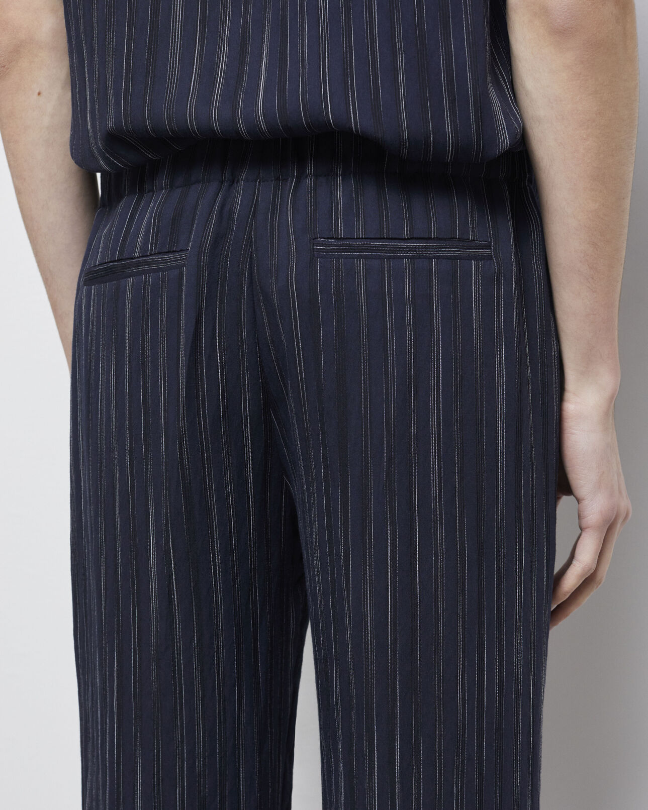 The Kooples MEN DARK NAVY-ECRU navy blue striped pants