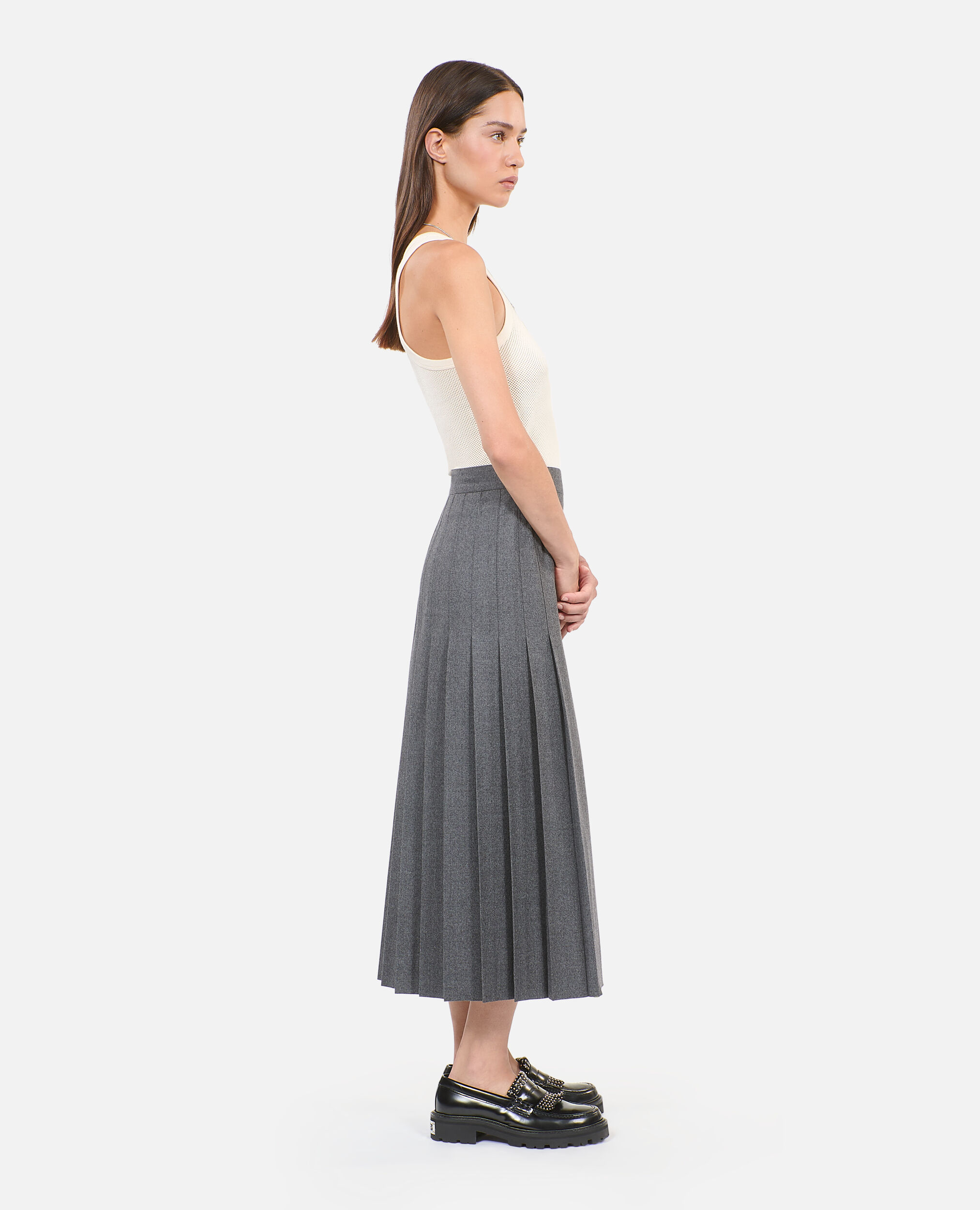 Long gray wool skirt sale