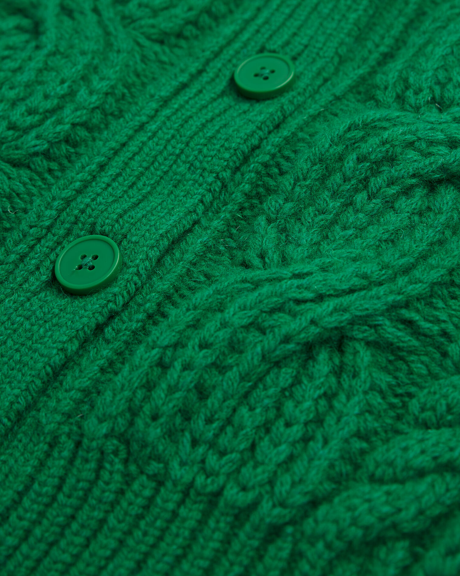 Cable knit green wool cardigan, GREEN, hi-res image number null