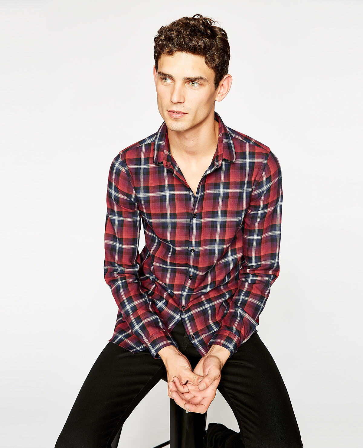 Burgundy checkered shirt