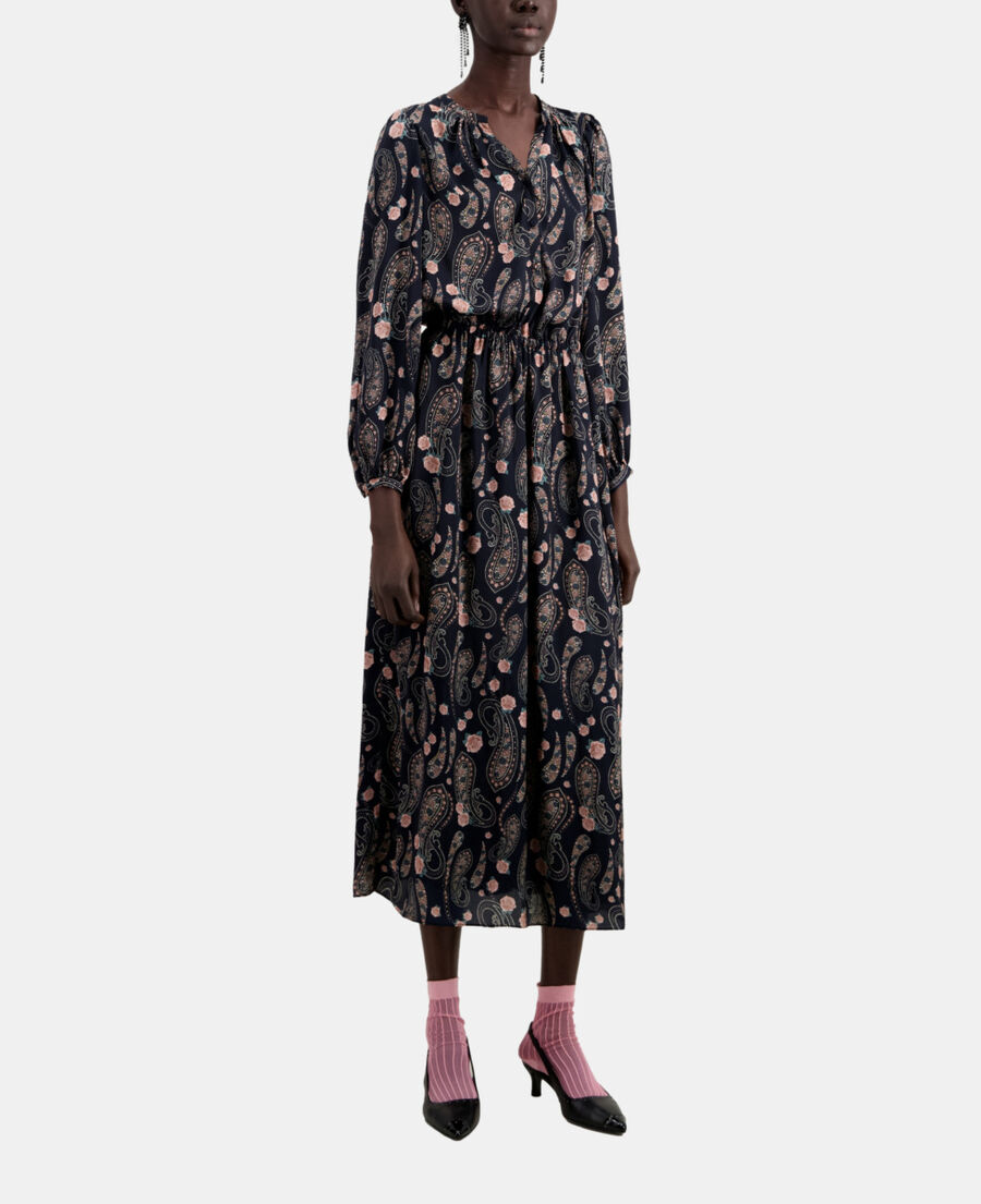 The Kooples WOMEN BLACK / PINK long printed dress