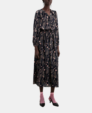 The Kooples WOMEN BLACK / PINK long printed dress