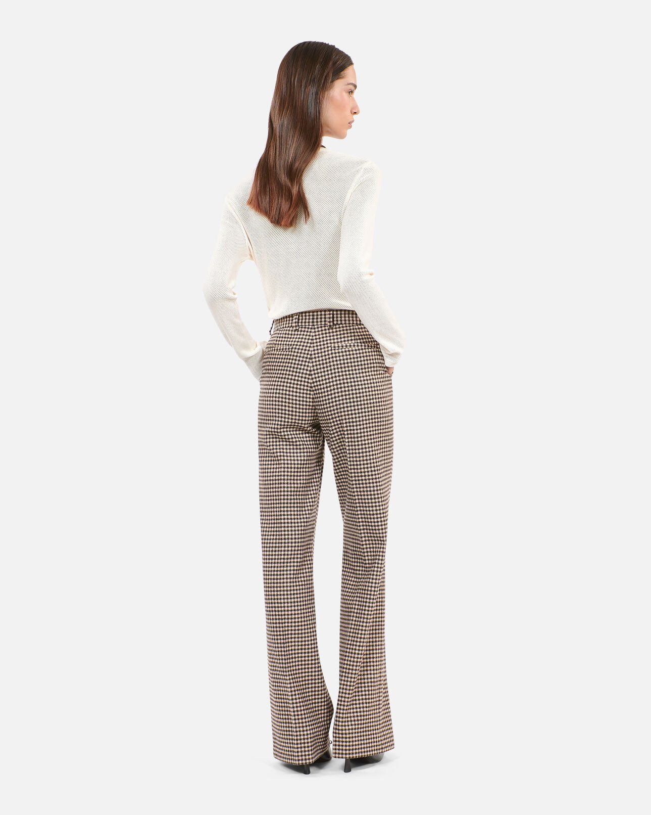 The Kooples FEMME ECRU BLACK pantalon tailleur ample à carreaux vichy
