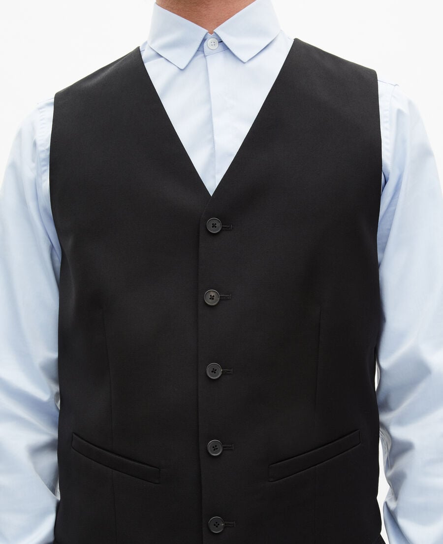 The Kooples MEN BLACK black suit vest in wool tailored cut