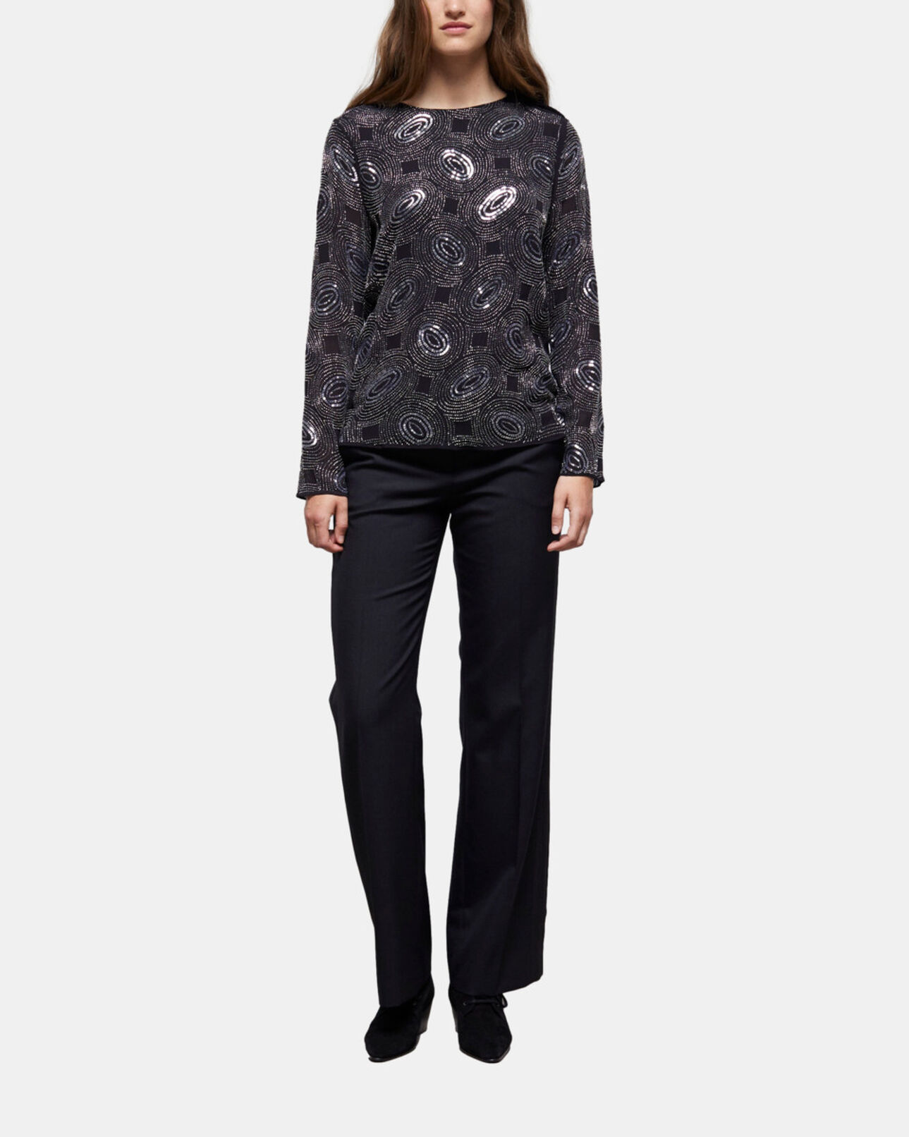 The Kooples FEMME BLACK top à strass noir