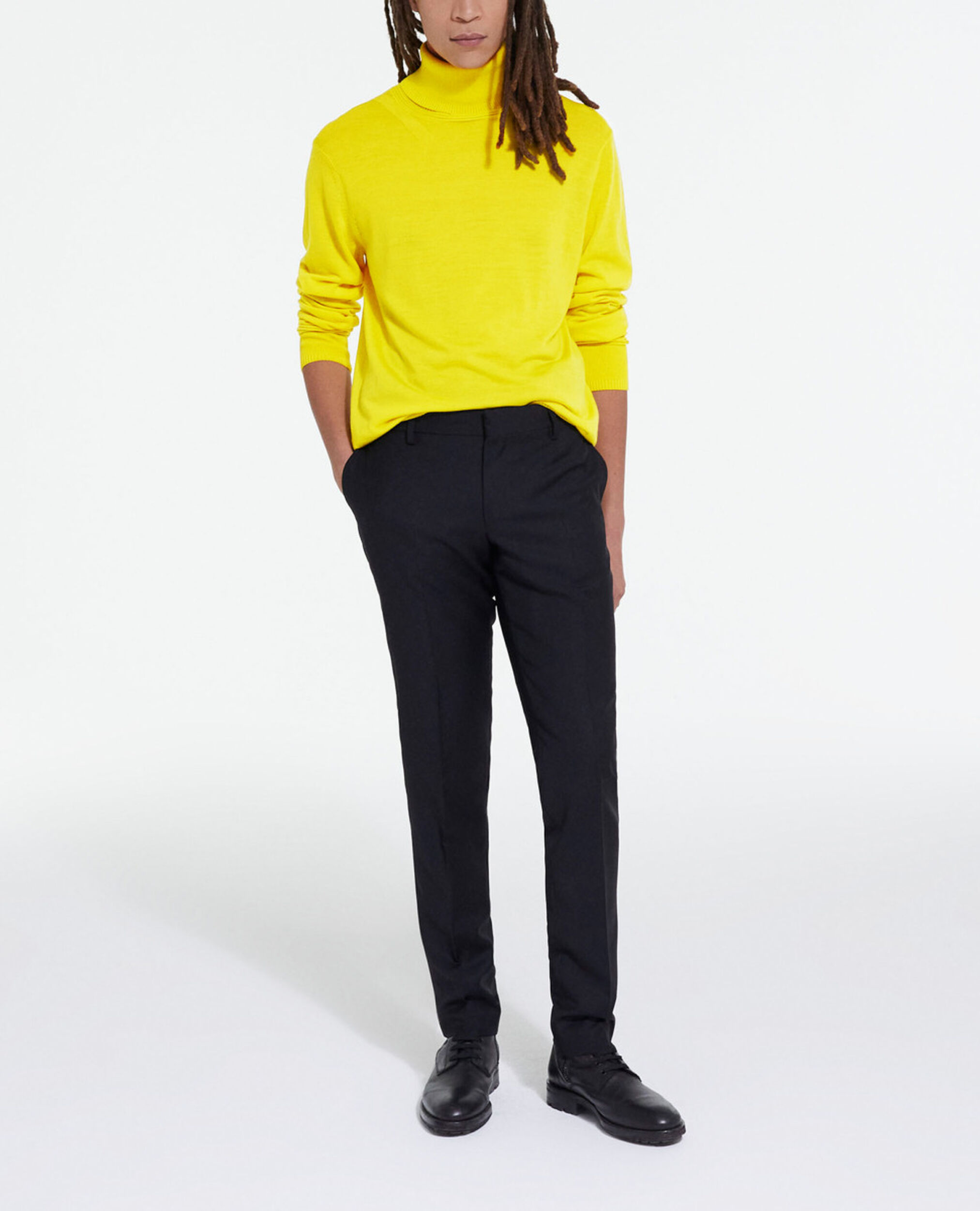 Yellow merino wool sweater, YELLOW, hi-res image number null
