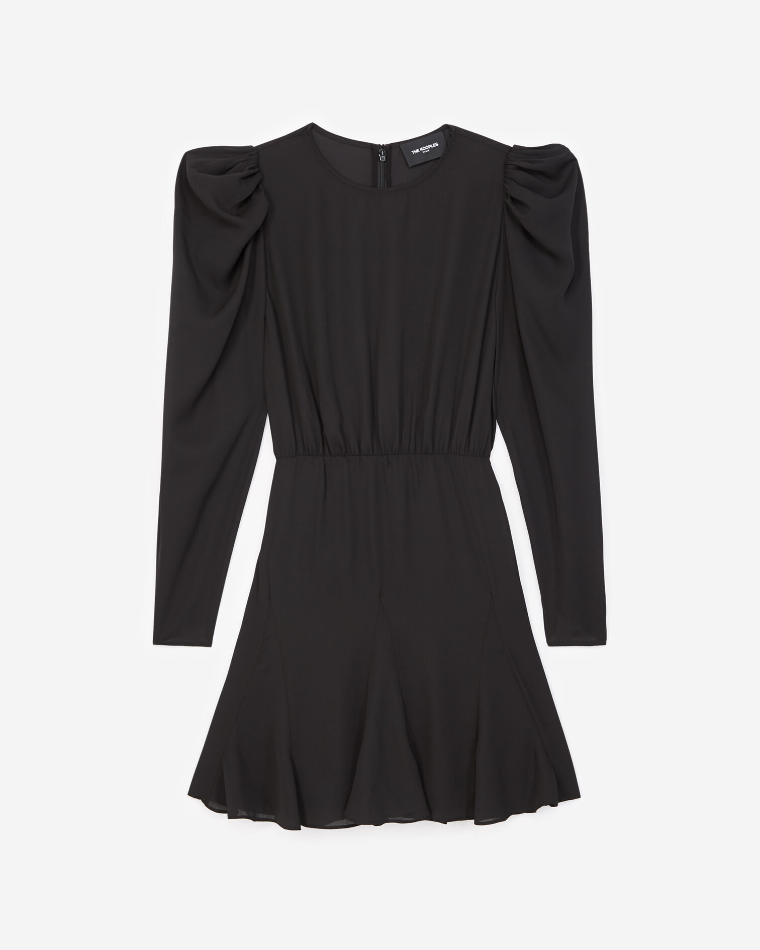 Robe courte noire à détail volanté, BLACK, hi-res image number null