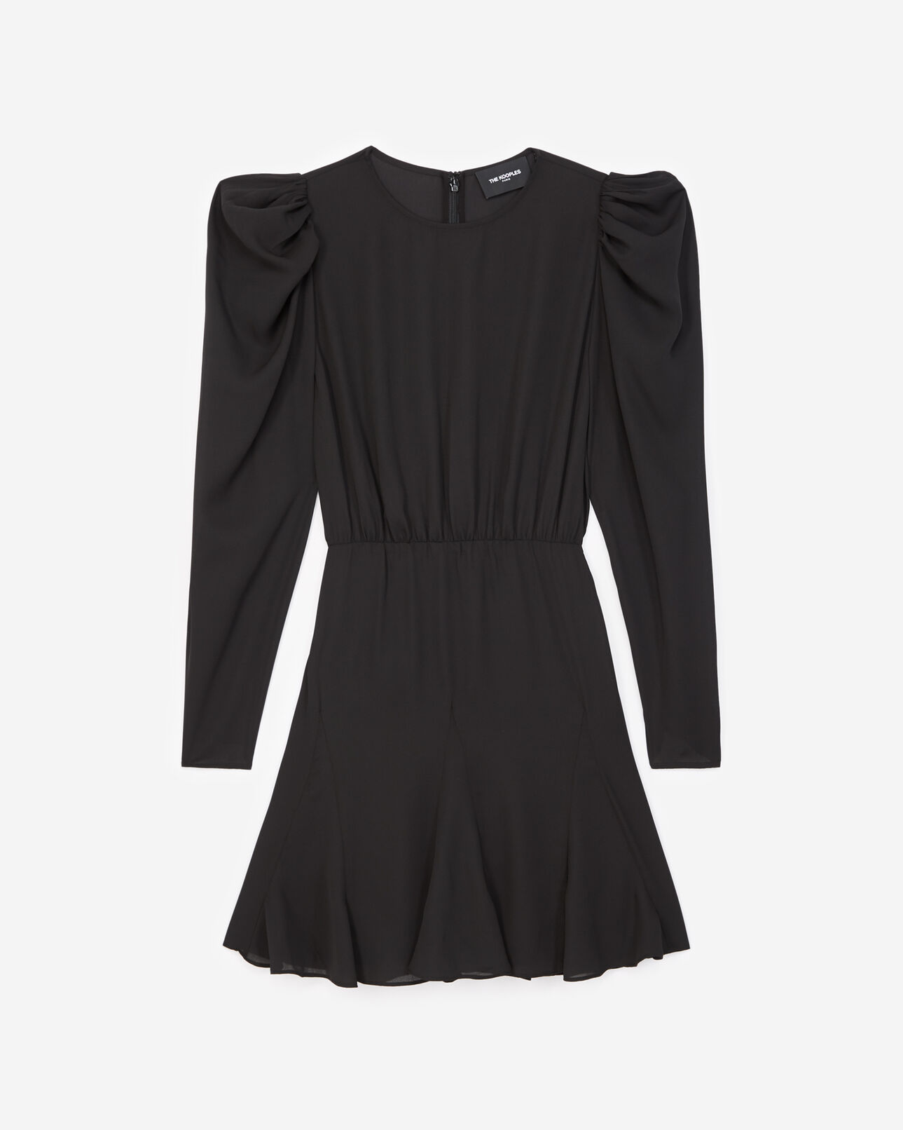 The Kooples FEMME BLACK robe courte noire à détail volanté