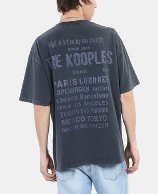 The Kooples H BLACK WASHED black t-shirt with serigraphy