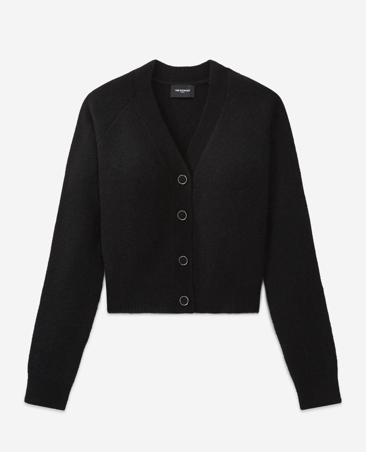 Buttoned alpaca black wool cardigan