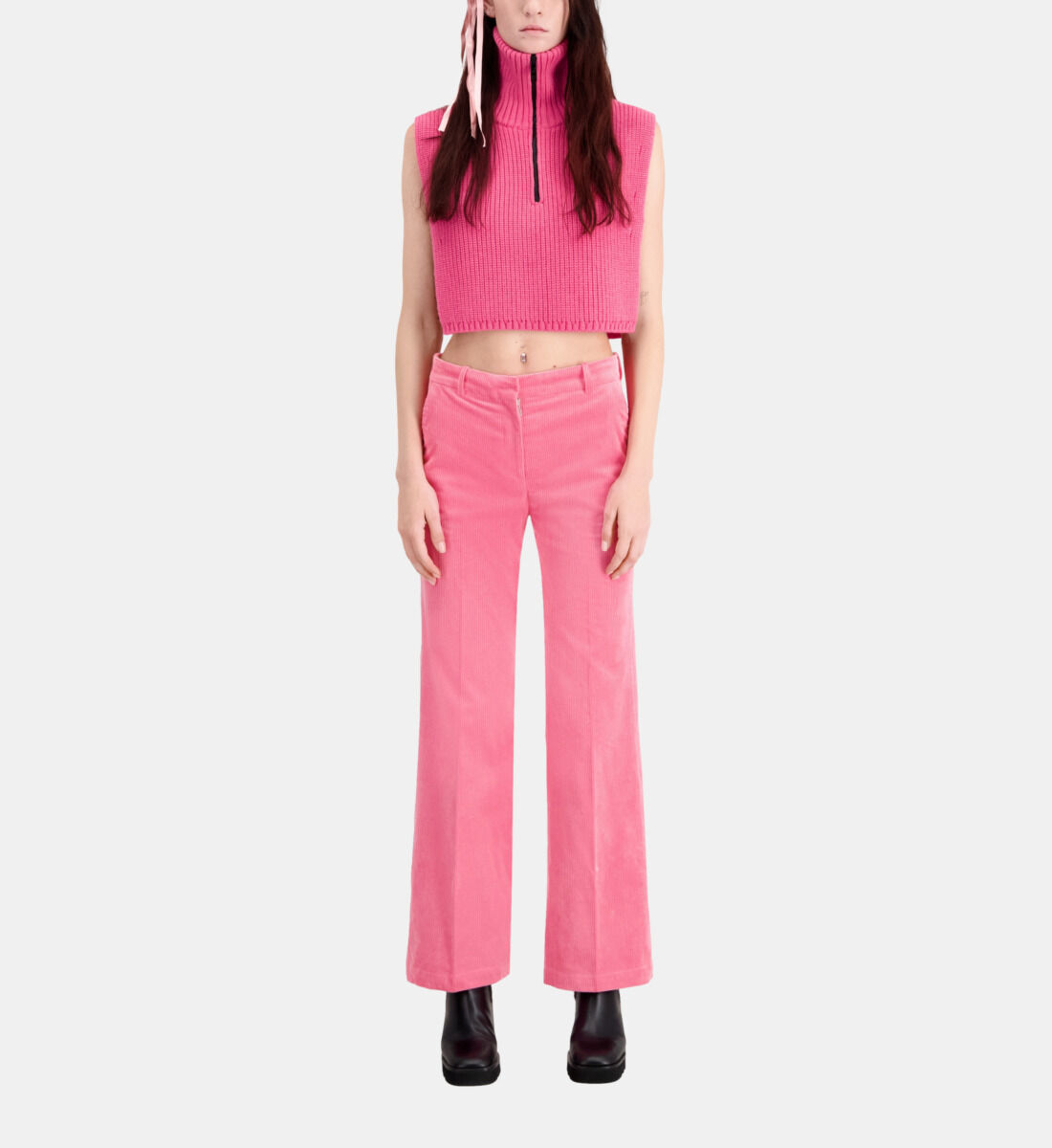 Pantalon velours cotelé best sale rose