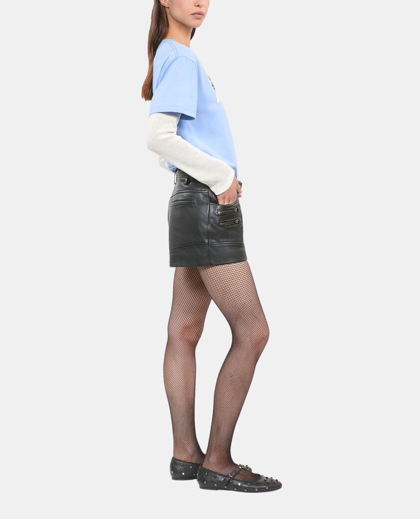 The Kooples FEMME BLACK short en cuir noir