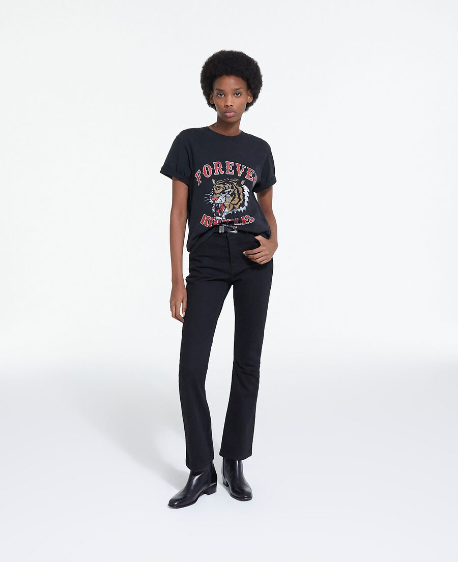 black t-shirt with screen print