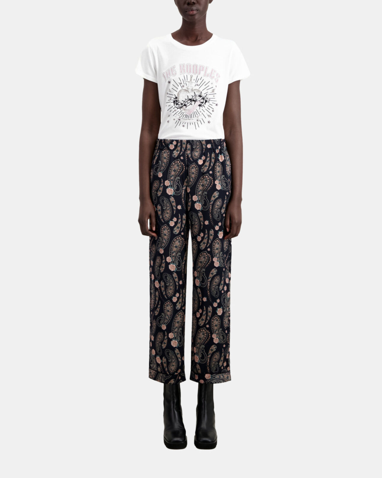 The Kooples WOMEN BLACK / PINK printed trousers