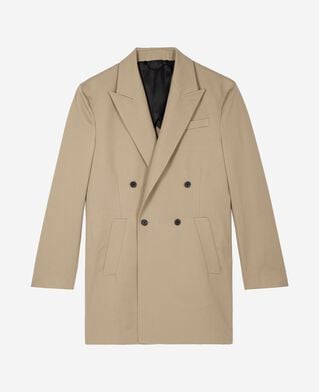 The Kooples H SAND beige long double-breasted jacket