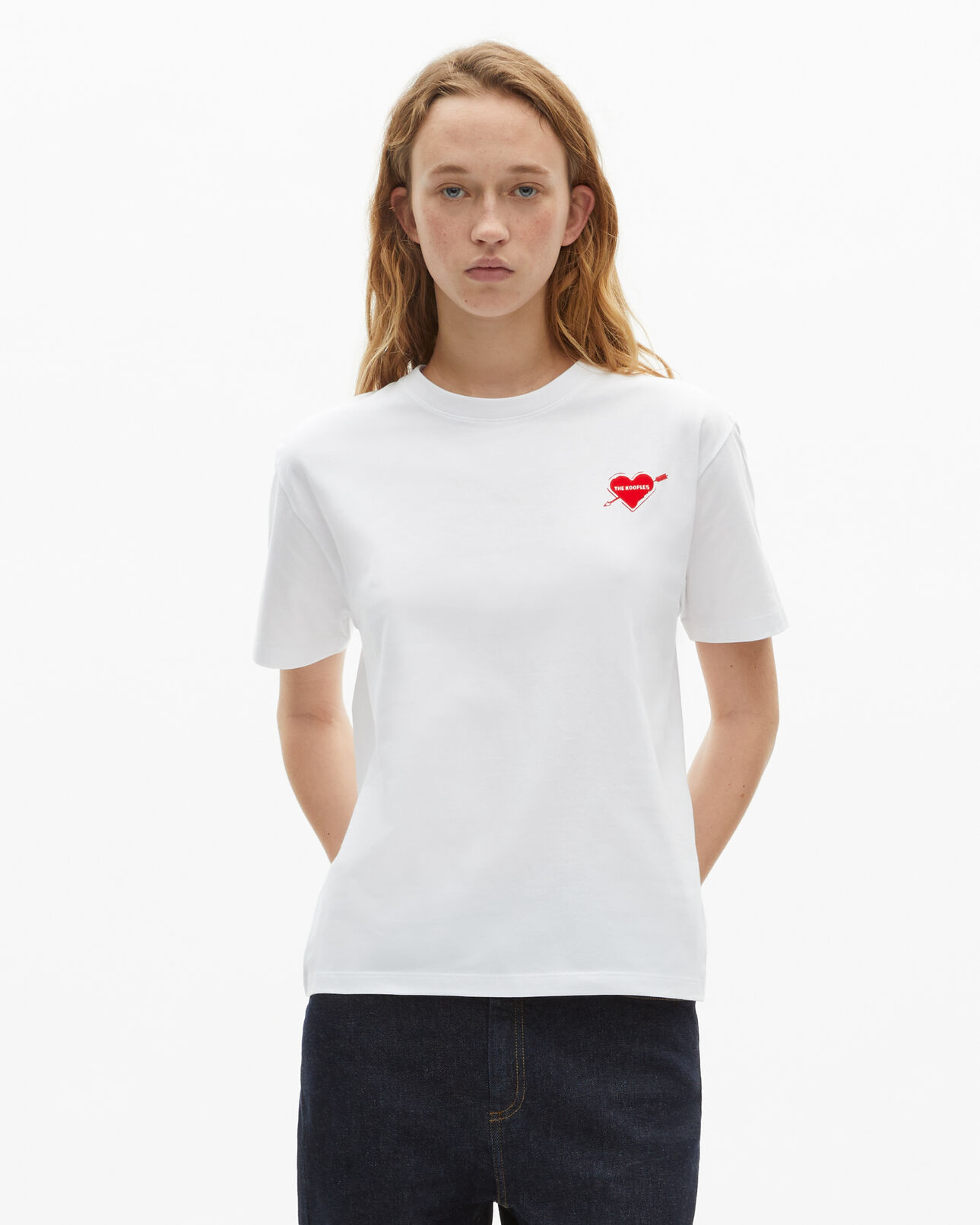 The Kooples DAMEN WHITE t-shirt mit herz-beflockung in weiß