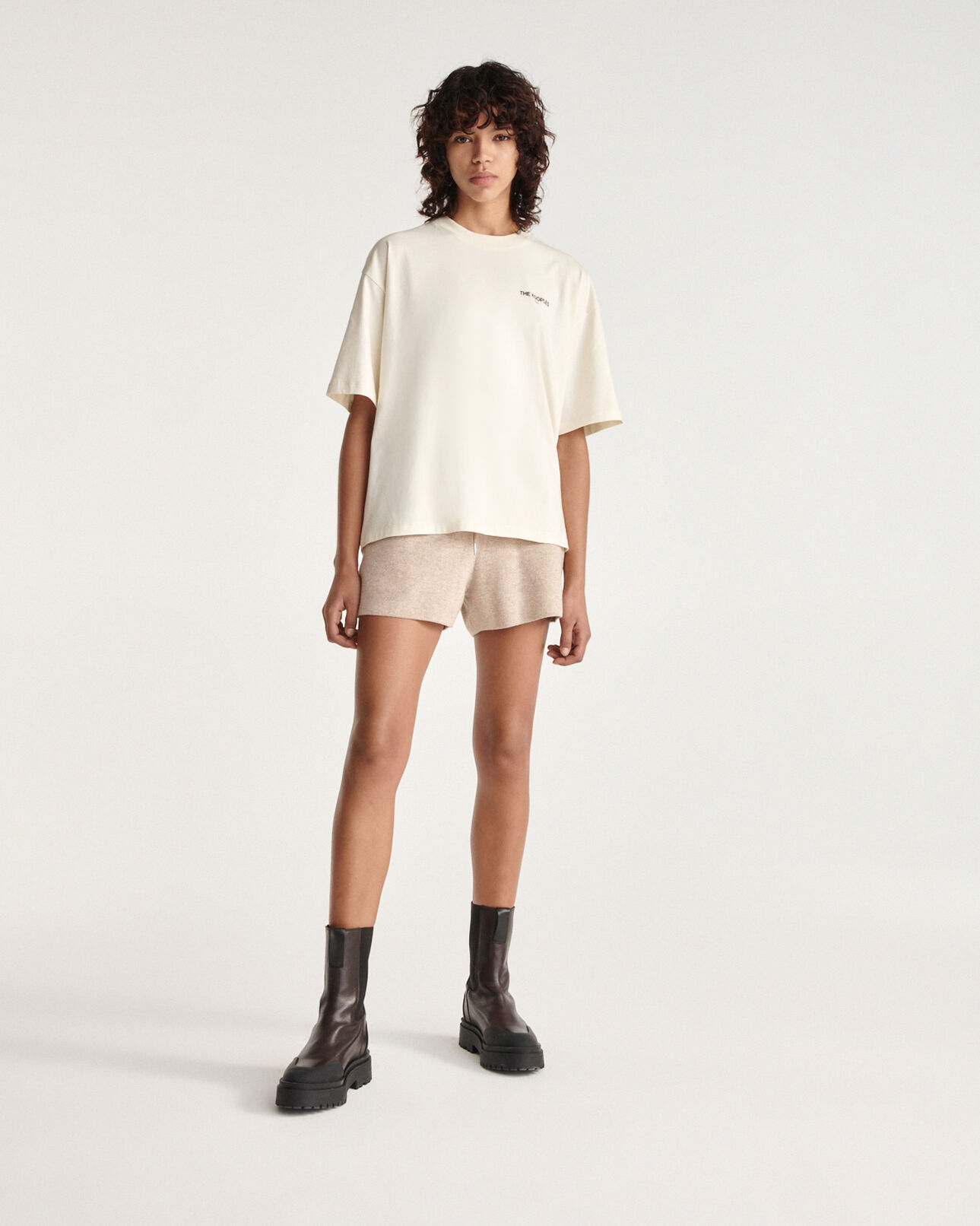 The Kooples FEMME ECRU t-shirt écru coton broderie poitrine dos