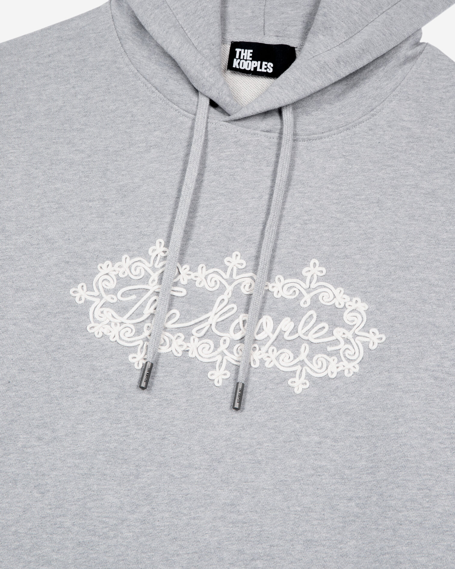 Gray embroidered hooded sweatshirt with logo, LIGHT GREY MELANGE, hi-res image number null