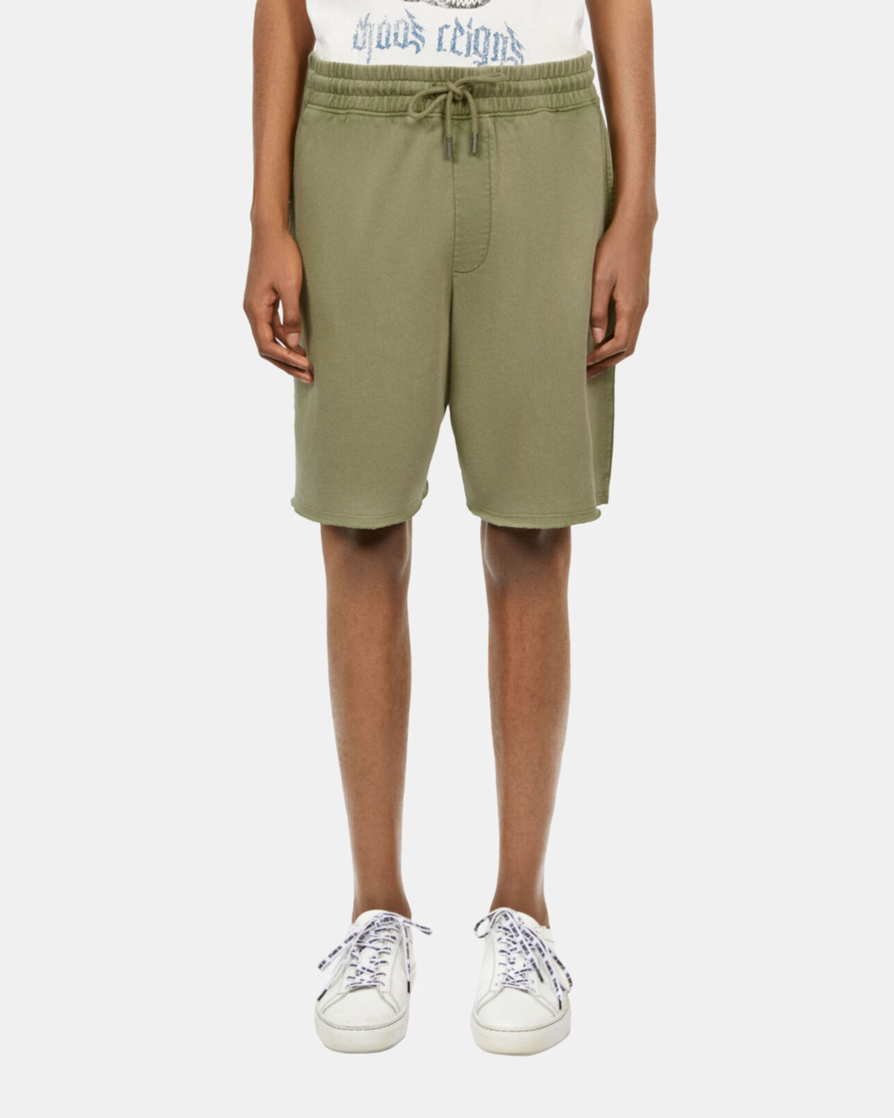 The Kooples MEN KAKI GREY light green cotton shorts