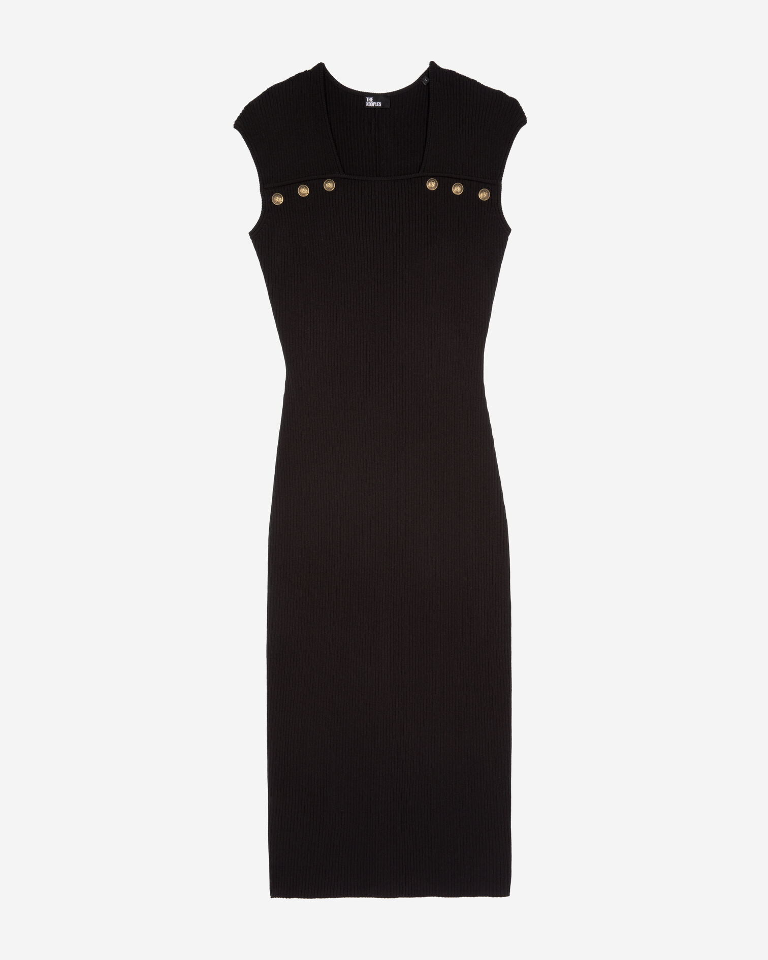 Black rib-knit maxi dress, BLACK, hi-res image number null