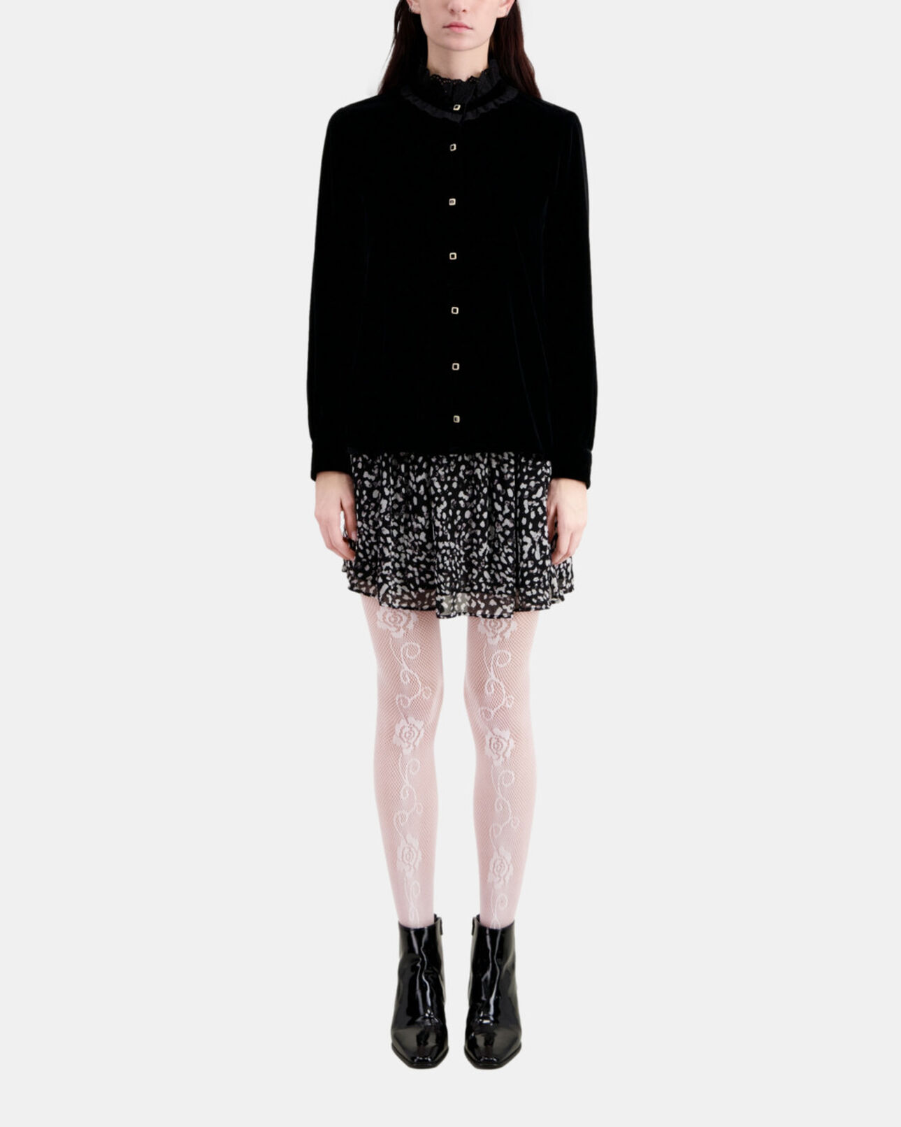 The Kooples WOMEN BLACK black velvet shirt