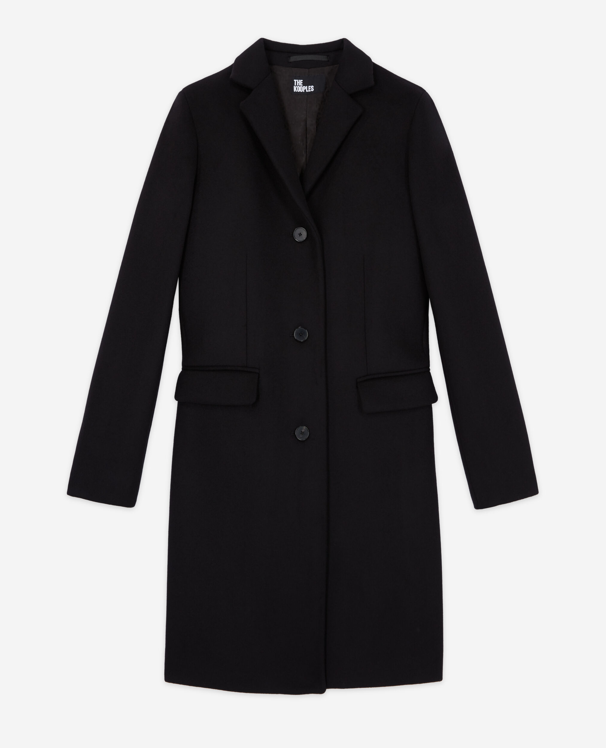 Black wool and cashmere coat, BLACK, hi-res image number null