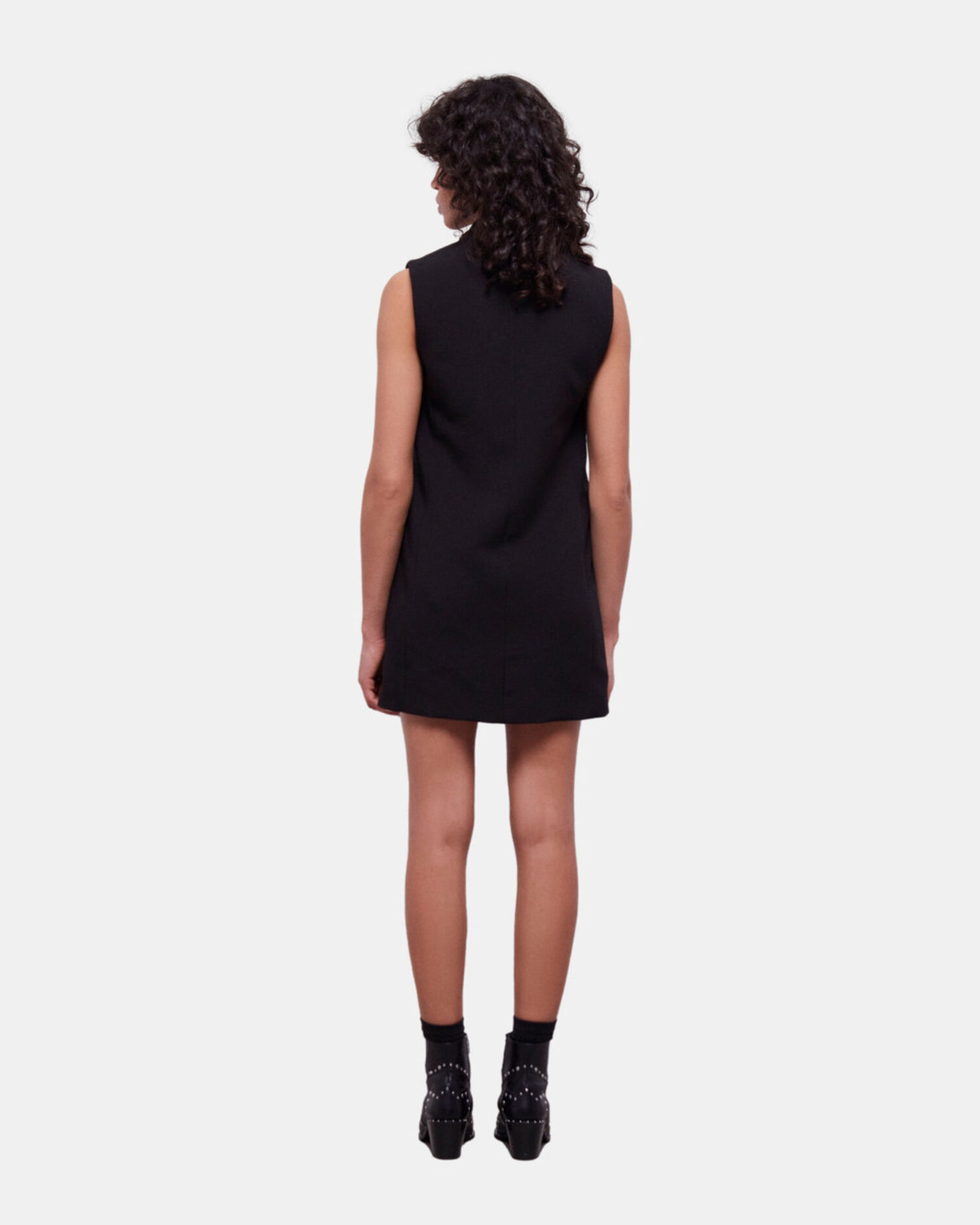 Schwarzes, kurzes aus Kreppkleid, BLACK, hi-res image number null