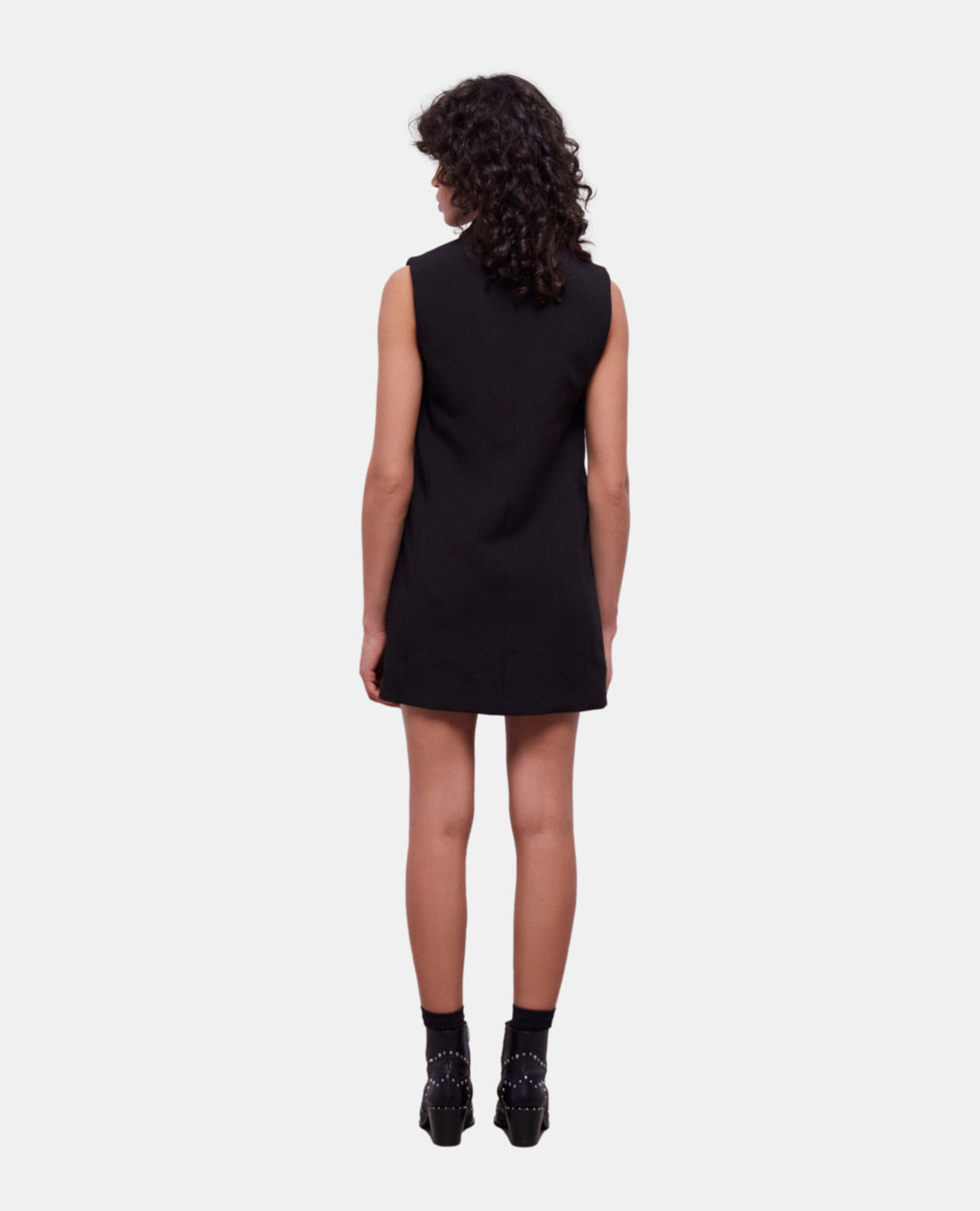 Vestido corto crepé negro, BLACK, hi-res image number null