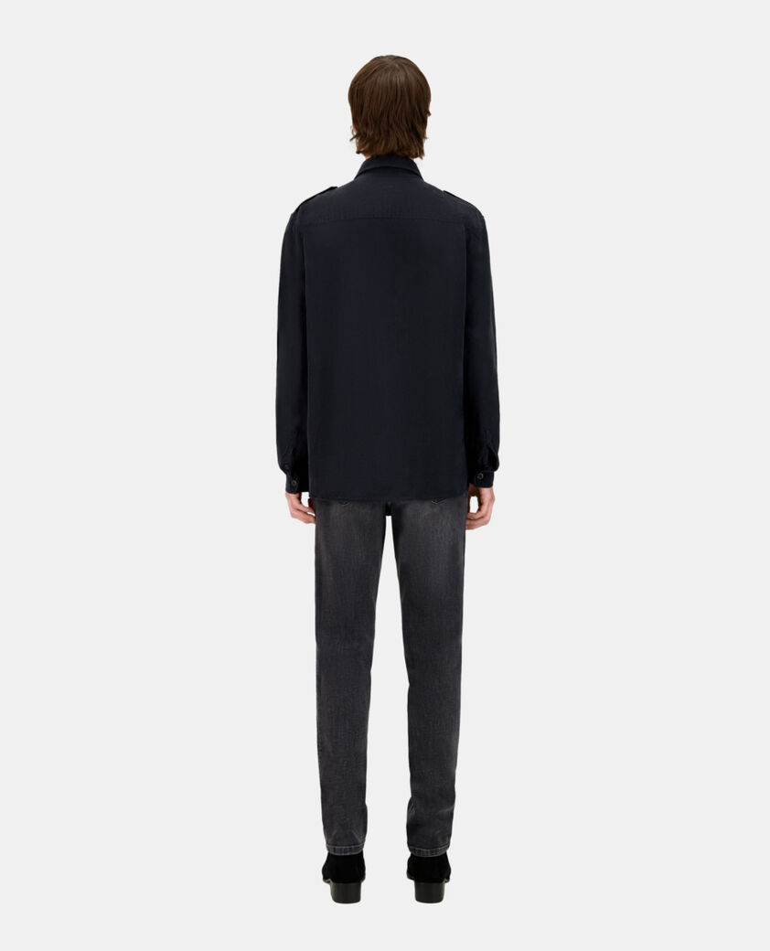 The Kooples HERREN BLACK schwarzes hemd aus lyocell und leinen